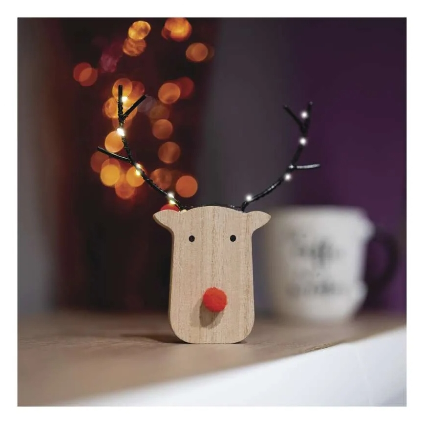 Décoration de Noël LED, renne, 8xLED/2xAAA