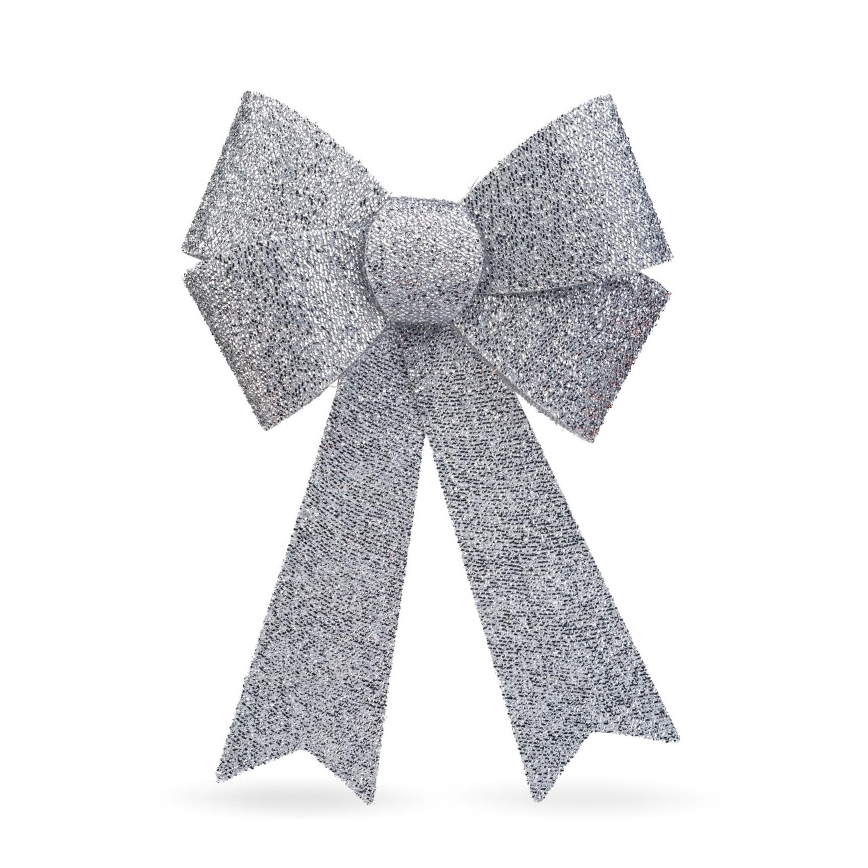 Décoration de Noël LED RGB — nœud argenté 40 x 30 cm, 11 LED, alimentée par 3x LR44