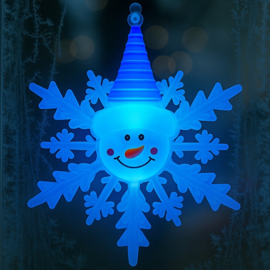 Décoration de Noël LED RVB à ventouse — bonhomme de neige LED/3xLR44 rouge/bleu/vert