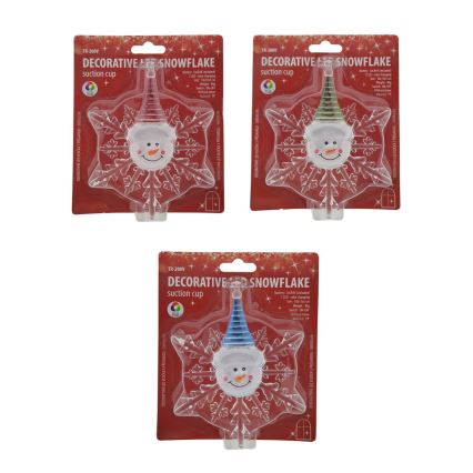 Décoration de Noël LED RVB à ventouse — bonhomme de neige LED/3xLR44 rouge/bleu/vert