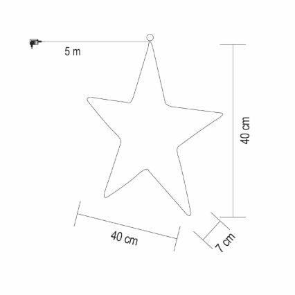Décoration de Noël LED — étoile 45 cm, 320 LED, 230 V, blanc chaud