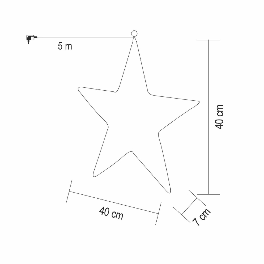 Décoration de Noël LED — étoile 45 cm, 320 LED, 230 V, blanc chaud