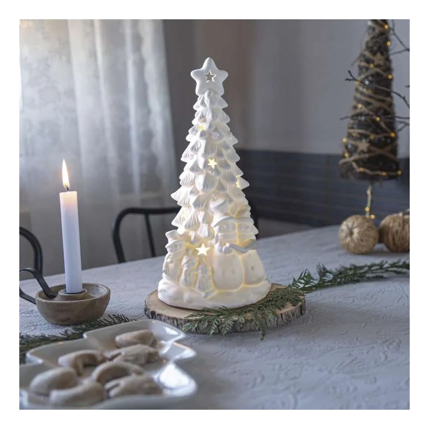 Décoration de Noël LED — sapin lumineux, blanc chaud, alimenté par 2xAA