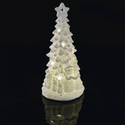 Décoration de Noël LED — sapin lumineux, blanc chaud, alimenté par 2xAA