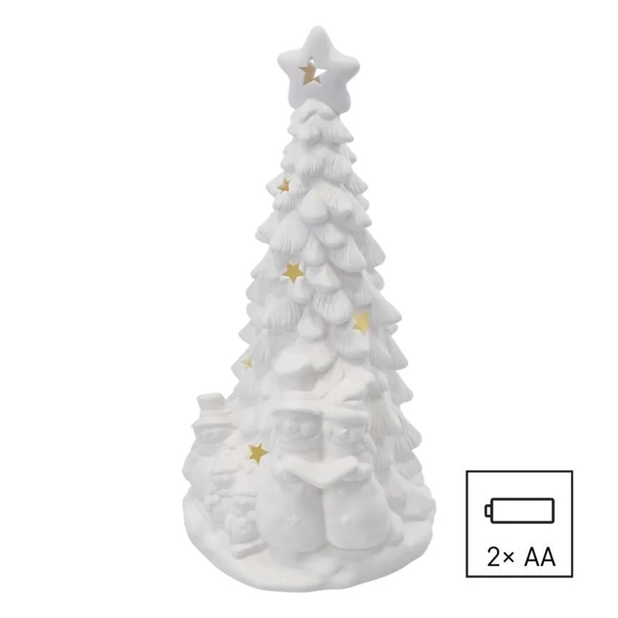 Décoration de Noël LED — sapin lumineux, blanc chaud, alimenté par 2xAA