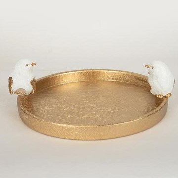 Décoration de table assiette avec des oiseaux 9,5x28x30,9 cm