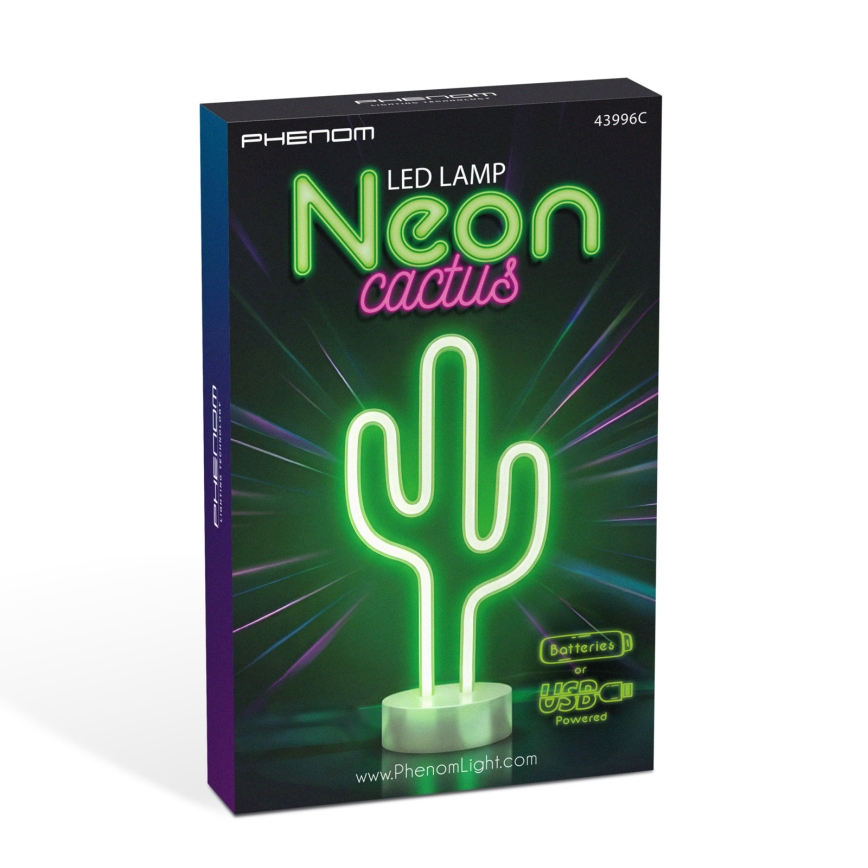 Décoration de table néon LED/2W/3xAA USB Cactus