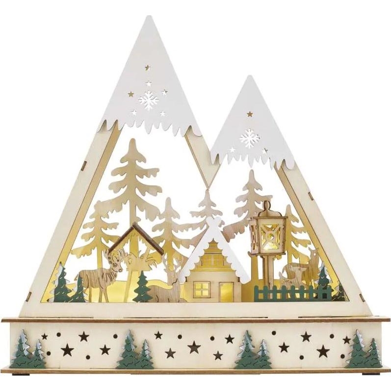 Décoration LED de Noël, 0,6 W, 2xAA — scène de Noël