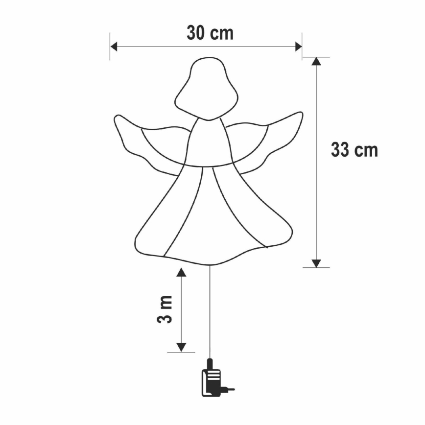 Décoration LED de Noël pour fenêtre 35xLED/3xAA IP44 ange, blanc chaud