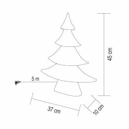 Décoration LED de Noël — 160 LEDs, 230 V, sapin 45 cm, blanc chaud