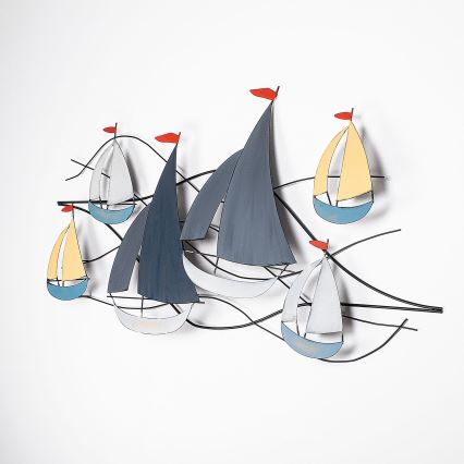 Décoration murale 120x60 cm bateaux à voile métal
