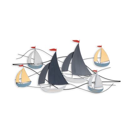 Décoration murale 120x60 cm bateaux à voile métal