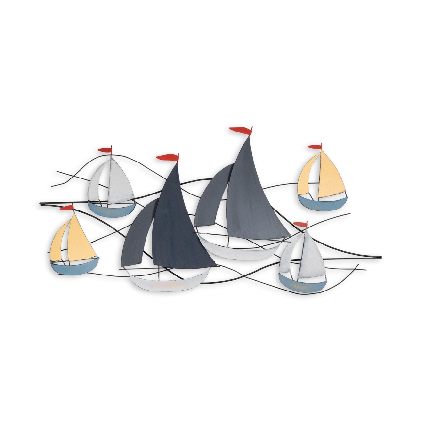 Décoration murale 120x60 cm bateaux à voile métal