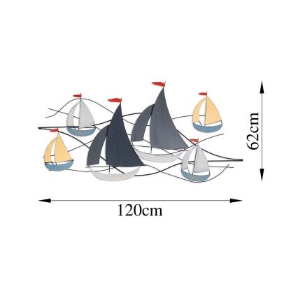 Décoration murale 120x60 cm bateaux à voile métal