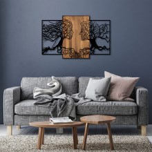 Décoration murale 125x79 cm arbres de vie bois/métal