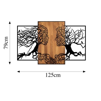 Décoration murale 125x79 cm arbres de vie bois/métal