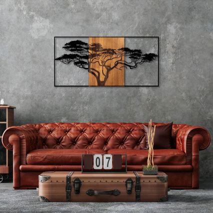 Décoration murale 147x70 cm arbre bois/métal