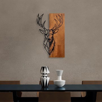 Décoration murale 36x58 cm cerf bois/métal