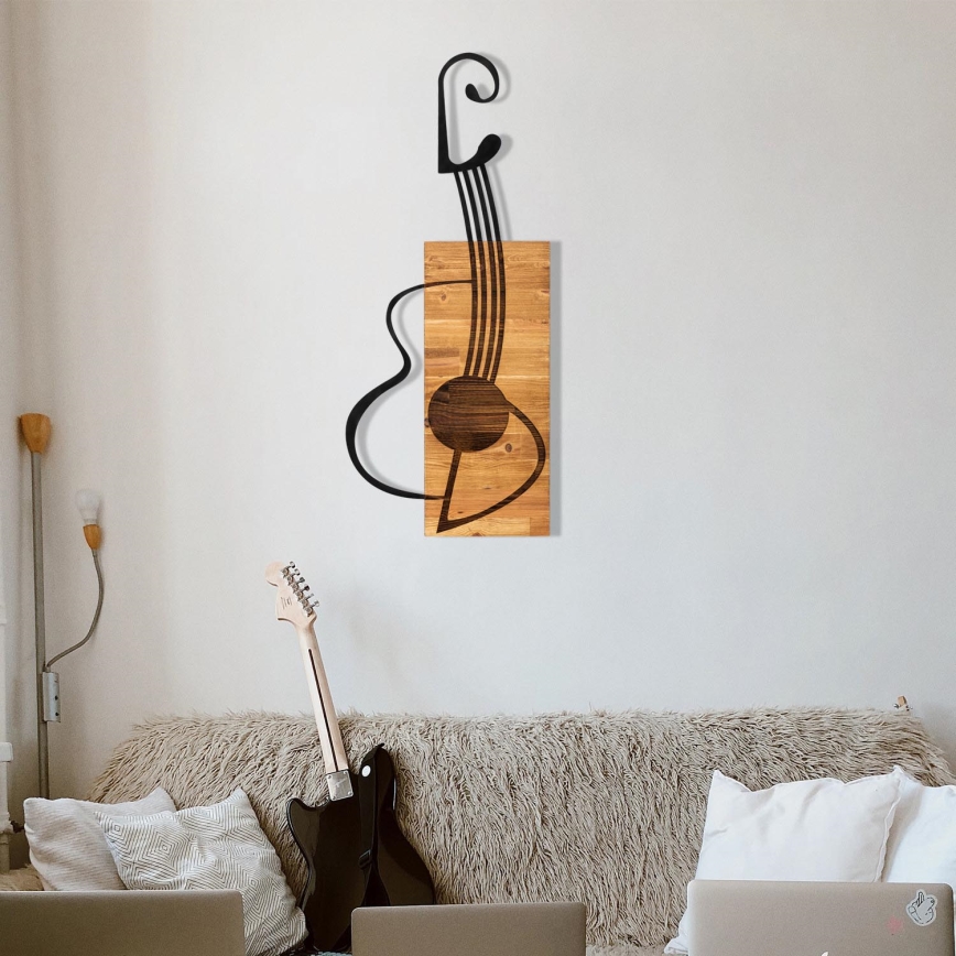 Décoration murale 39x93 cm guitare bois/métal