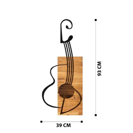 Décoration murale 39x93 cm guitare bois/métal