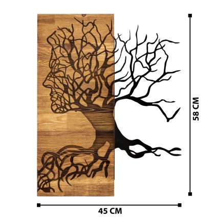 Décoration murale 45x58 cm Arbre de la vie bois/métal