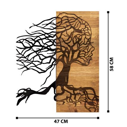 Décoration murale 47x58 cm Arbre de la vie bois/métal