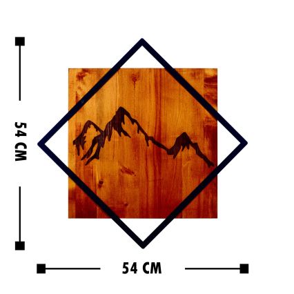 Décoration murale 54x54 cm montagnes bois/métal