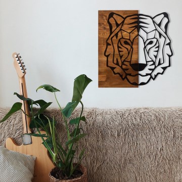 Décoration murale 56x58 cm tigre bois/métal