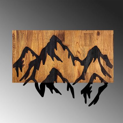 Décoration murale 58x44 cm montagnes bois/métal