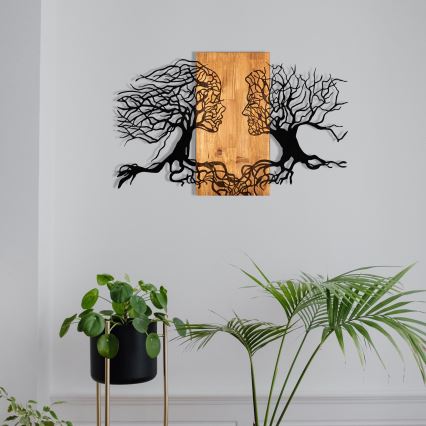 Décoration murale 58x92 cm arbre de vie bois/métal