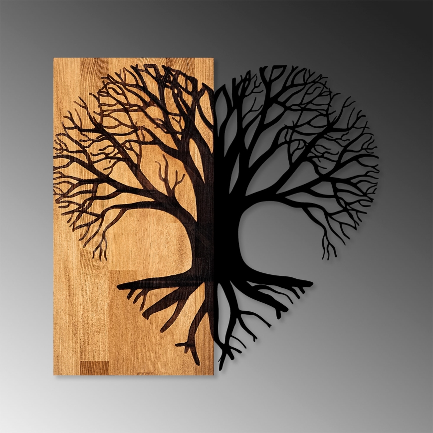 Décoration murale 60x58 cm arbre bois/métal
