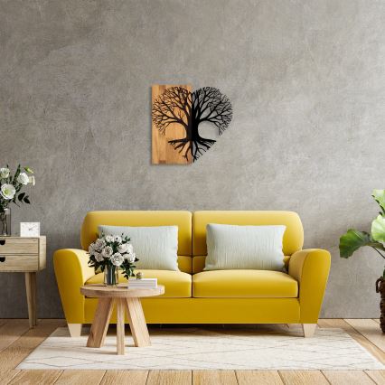 Décoration murale 60x58 cm arbre bois/métal