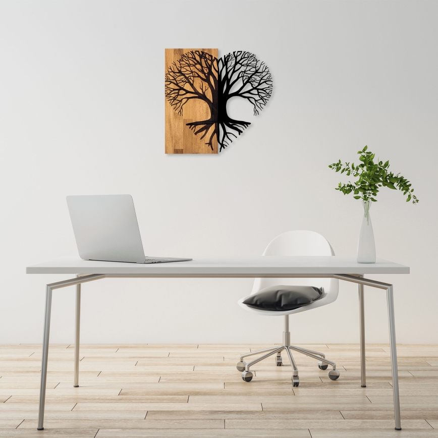 Décoration murale 60x58 cm arbre bois/métal