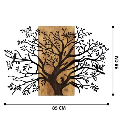 Décoration murale 85x58 cm arbre bois/métal