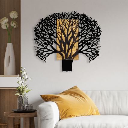 Décoration murale 93x86 cm arbre bois/métal