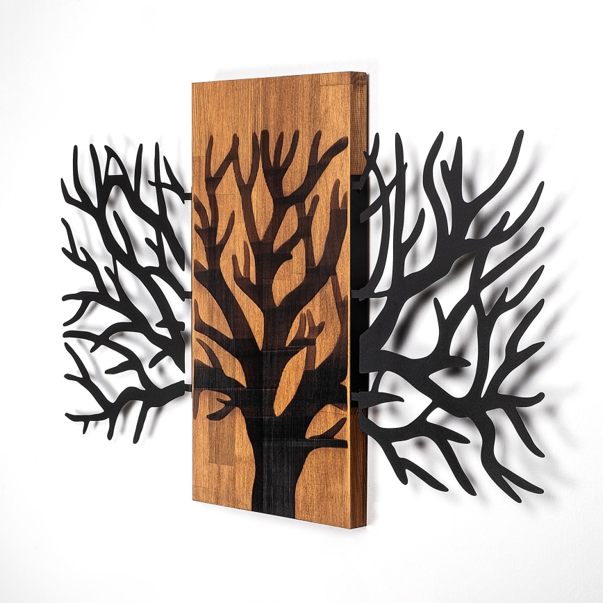Décoration murale 96x58 cm arbre bois/métal