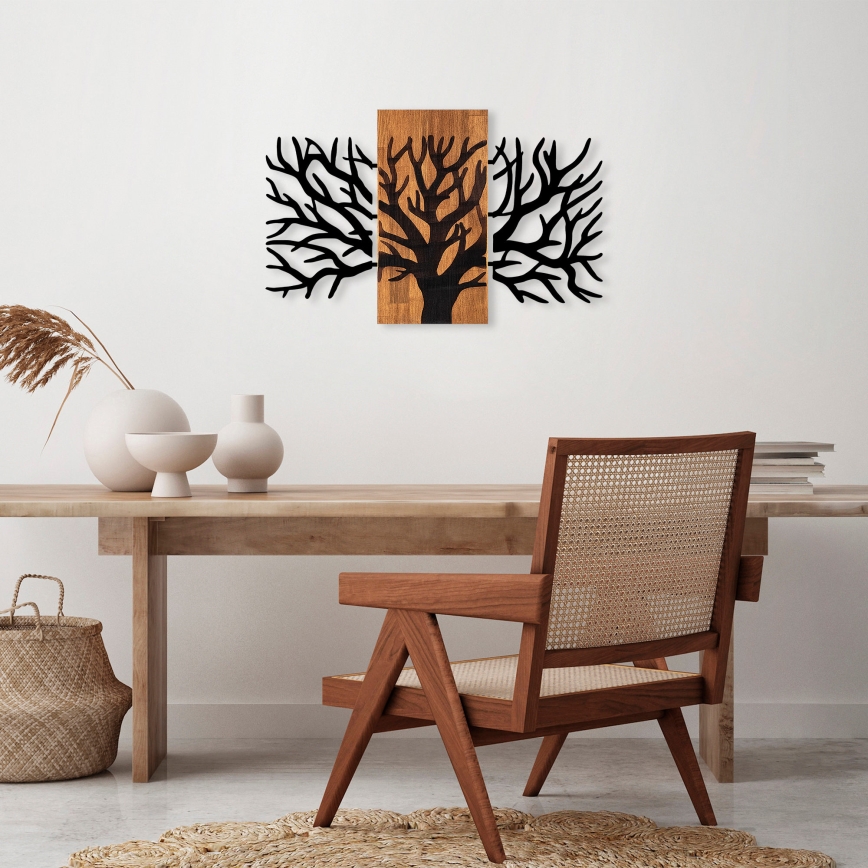 Décoration murale 96x58 cm arbre bois/métal