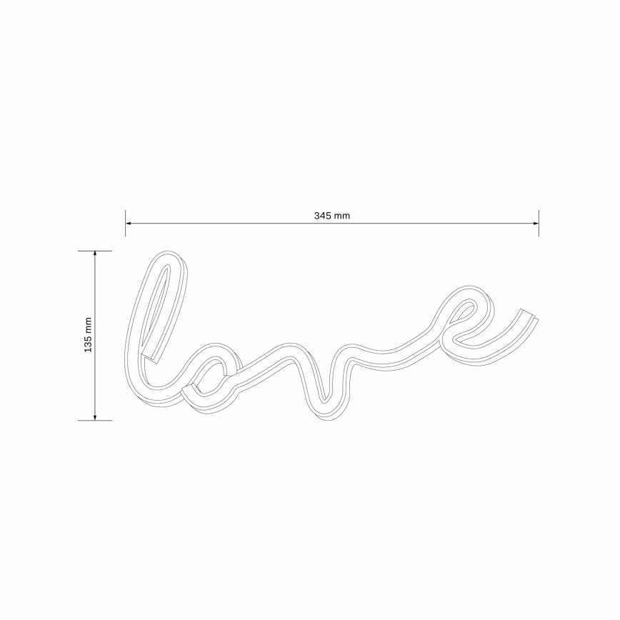 Décoration murale néon LOVE LED/3W/3xAA USB rouge