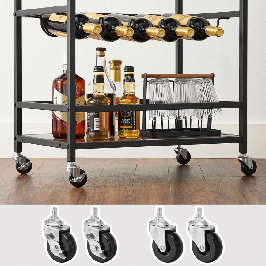 Desserte pour bouteilles et verres MARGE marron/noir