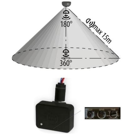 Détecteur de mouvement 230V IP65 noir