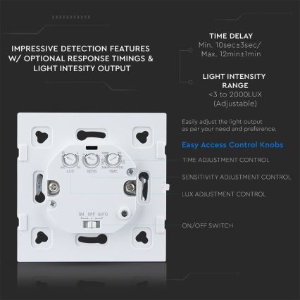 Détecteur de mouvement à micro-ondes 180° 300W/230V noir