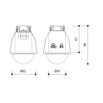 Détecteur de mouvement et crépusculaire pour faux plafond 360° 1200W/230V IP54 blanc