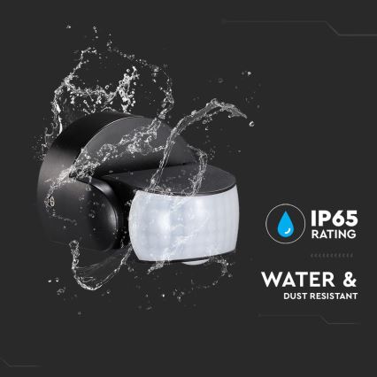 Détecteur de mouvement extérieur infrarouge 180/360° 600W/230V IP65 noir