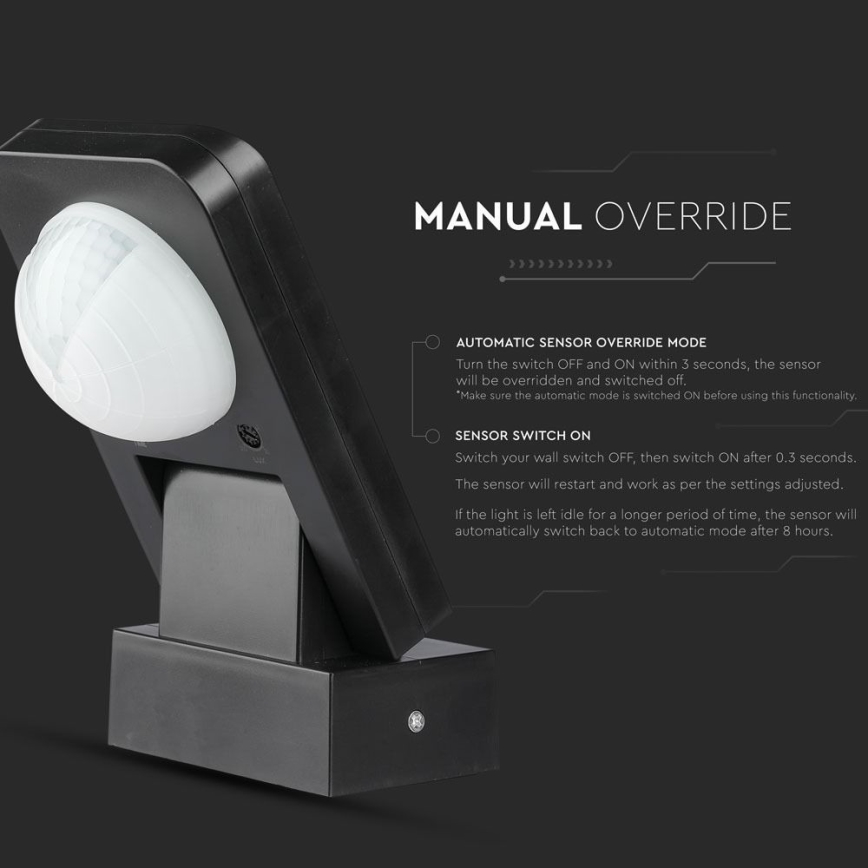 Détecteur de mouvement extérieur infrarouge 360° 1000W/230V IP65 noir