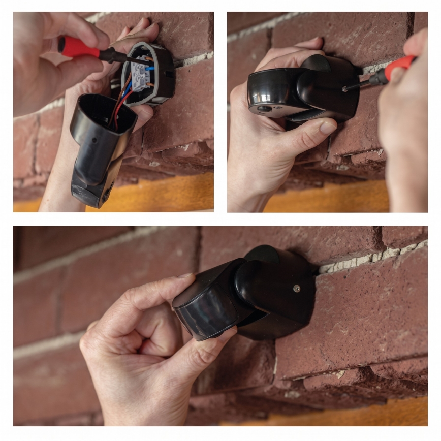 Détecteur PIR extérieur de mouvement et de crépuscule 1200W/230V IP65 noir