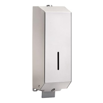 Distributeur de savon 10 x 32 cm en inox, finition argentée
