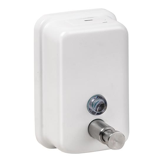 Distributeur de savon 9,7 x 15 cm inox/blanc