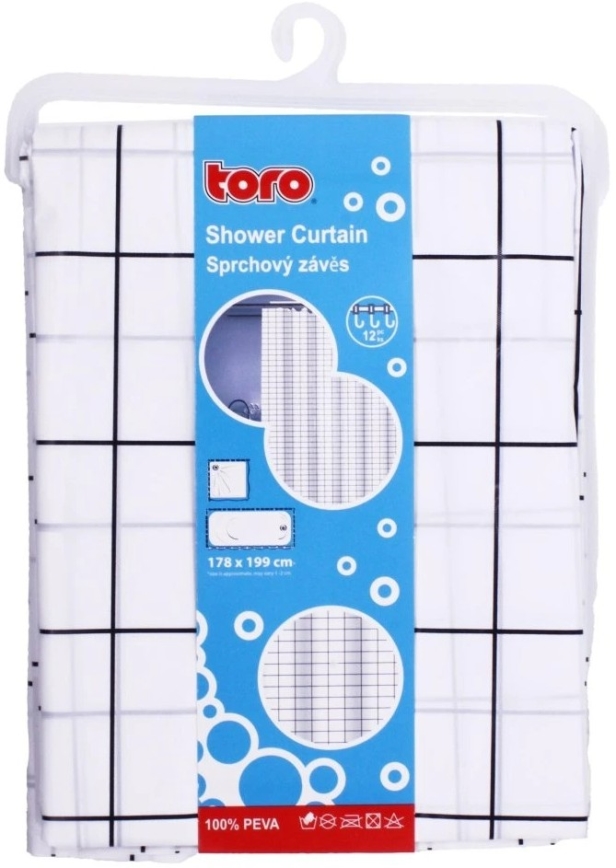 Douche rideau TORO EASY 178x199 cm blanc/noir