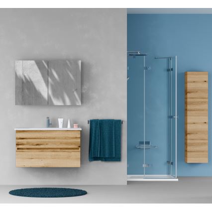 Dřevojas - Armoire-miroir de salle de bains NEXI 100 x 68 cm, chêne