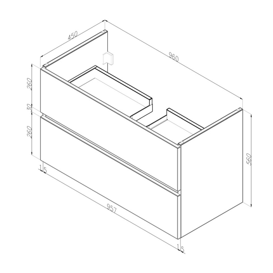 Dřevojas - Meuble de salle de bains avec lavabo BANO 100x47 cm chêne/blanc